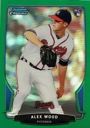 2013 Bowman Chrome - Green Refractors #14 - Alex Wood - Atlanta Braves