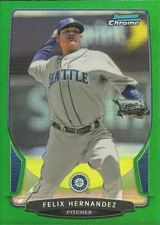 2013 Bowman Chrome - Green Refractors #25 - Felix Hernandez - Seattle Mariners
