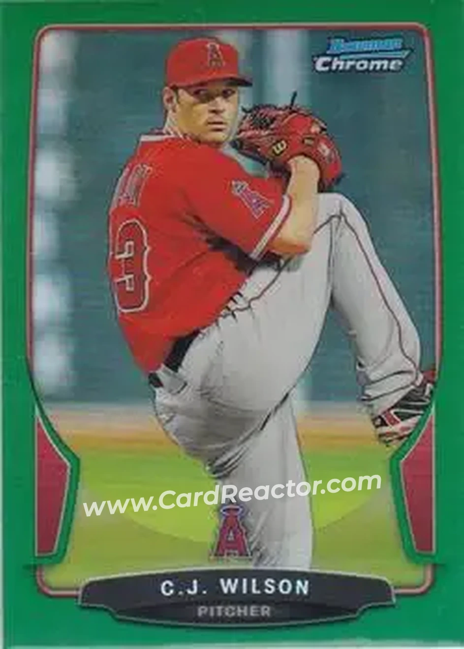 2013 Bowman Chrome - Green Refractors #26 - C.J. Wilson - Los Angeles Angels