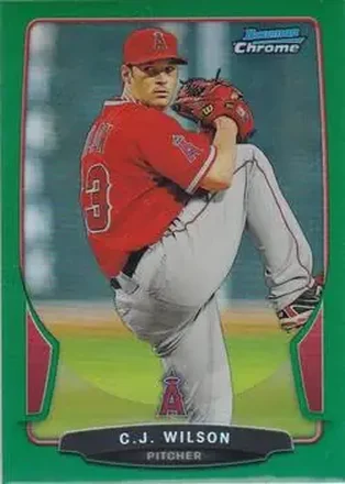 2013 Bowman Chrome - Green Refractors #26 - C.J. Wilson - Los Angeles Angels