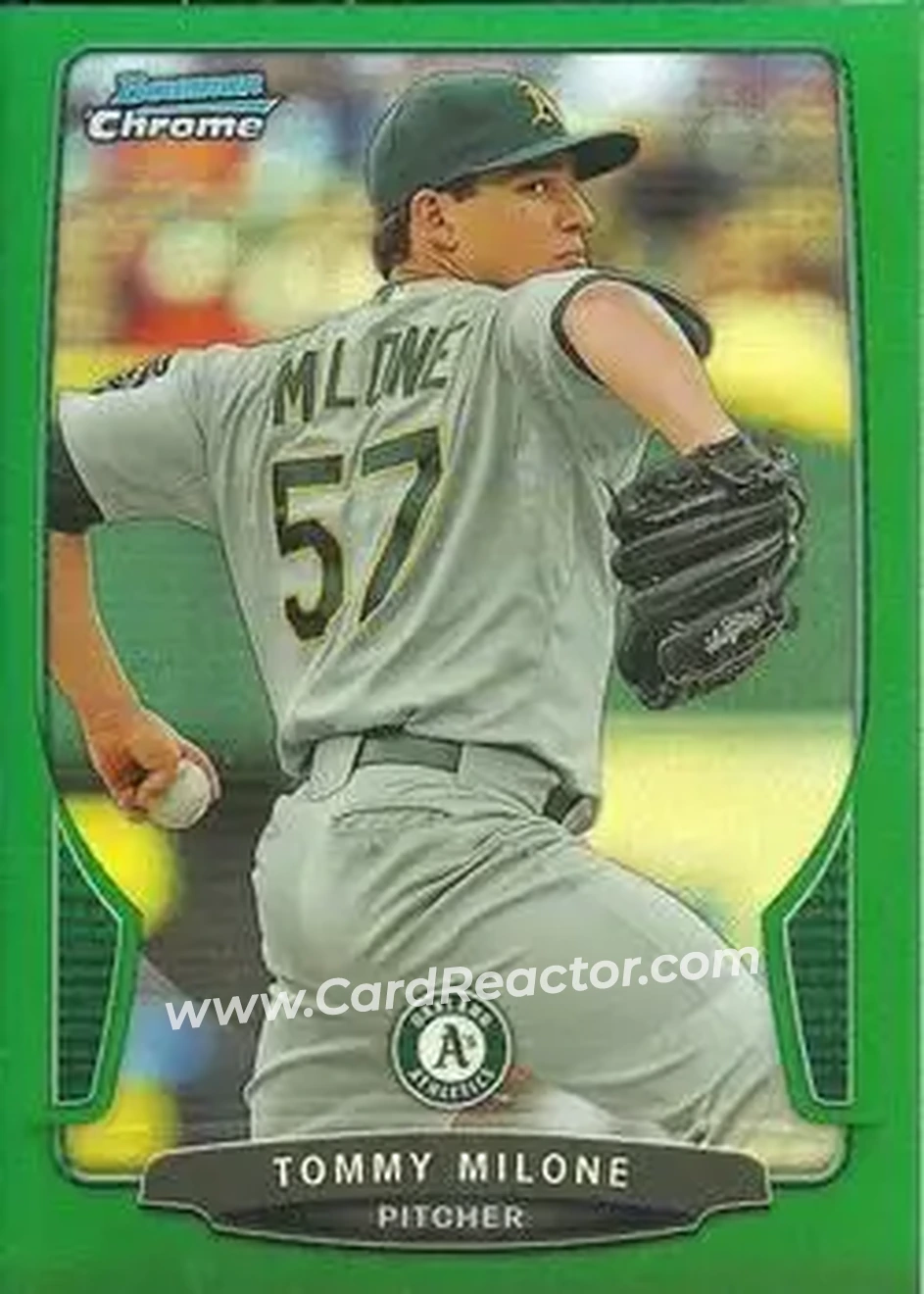 2013 Bowman Chrome - Green Refractors #27 - Tommy Milone - Oakland Athletics