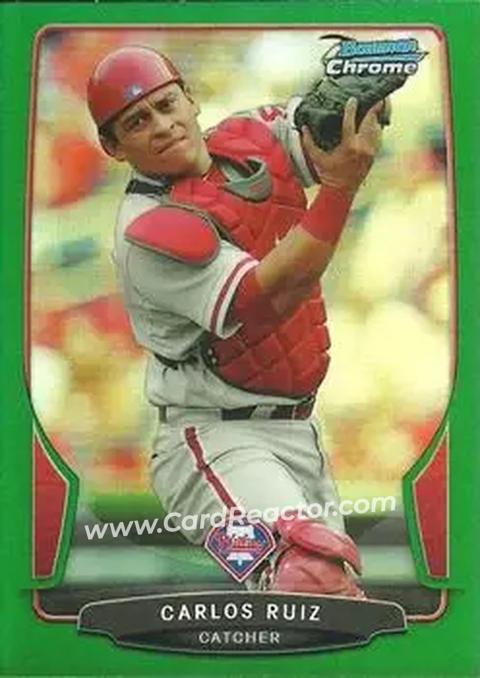 2013 Bowman Chrome - Green Refractors #29 - Carlos Ruiz - Philadelphia Phillies