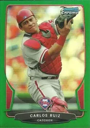 2013 Bowman Chrome - Green Refractors #29 - Carlos Ruiz - Philadelphia Phillies
