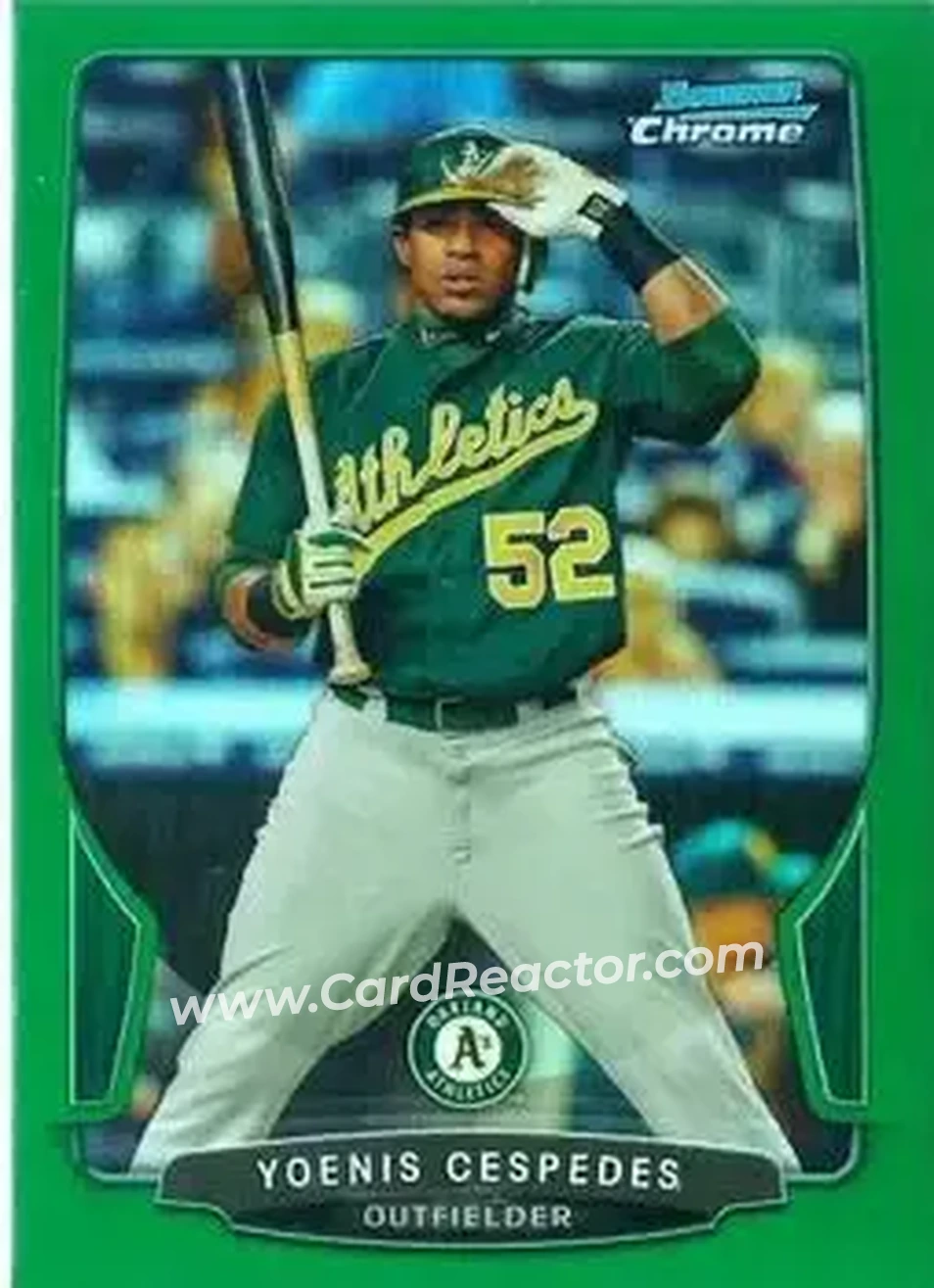 2013 Bowman Chrome - Green Refractors #34 - Yoenis Cespedes - Oakland Athletics