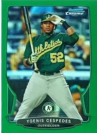 2013 Bowman Chrome - Green Refractors #34 - Yoenis Cespedes - Oakland Athletics