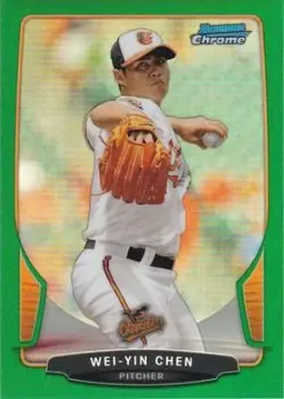 2013 Bowman Chrome - Green Refractors #37 - Wei-Yin Chen - Baltimore Orioles