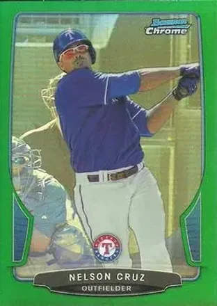 2013 Bowman Chrome - Green Refractors #45 - Nelson Cruz - Texas Rangers