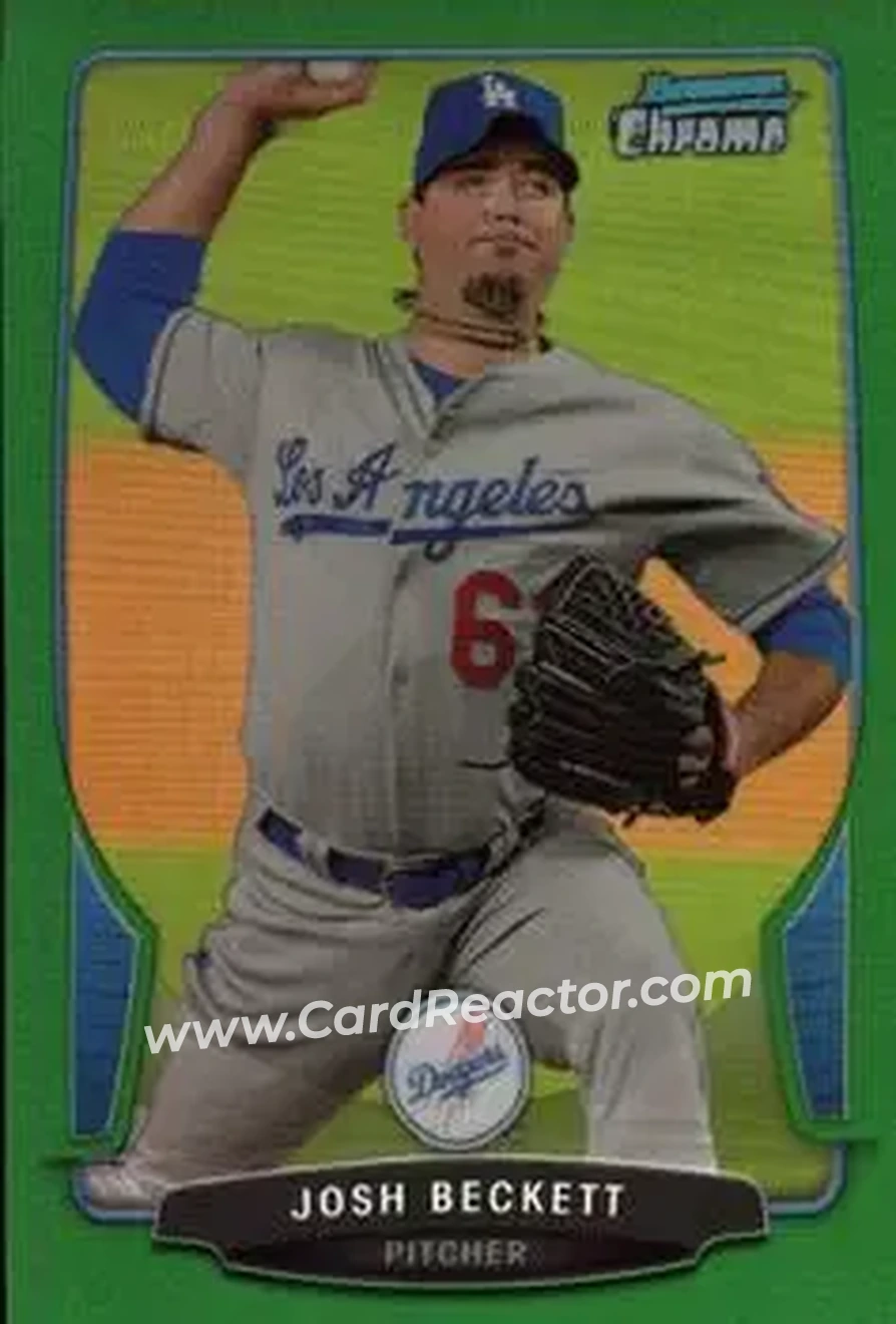 2013 Bowman Chrome - Green Refractors #47 - Josh Beckett - Los Angeles Dodgers
