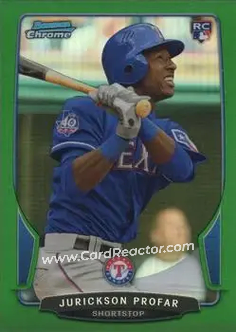 2013 Bowman Chrome - Green Refractors #57 - Jurickson Profar - Texas Rangers - Front 2013 Bowman Chrome - Green Refractors #57 - Jurickson Profar - Texas Rangers - Front