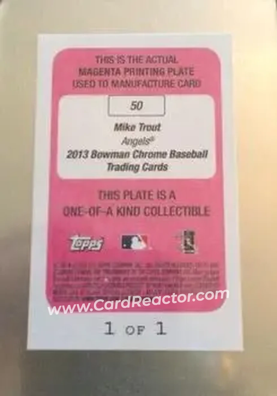 2013 Bowman Chrome - Printing Plates Magenta #50 - Mike Trout - Los Angeles Angels - Back