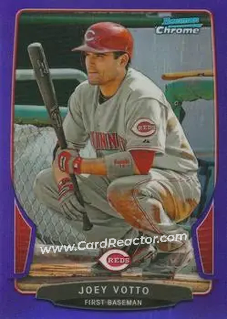 2013 Bowman Chrome - Purple Refractors #15 - Joey Votto - Cincinnati Reds - Front 2013 Bowman Chrome - Purple Refractors #15 - Joey Votto - Cincinnati Reds - Front