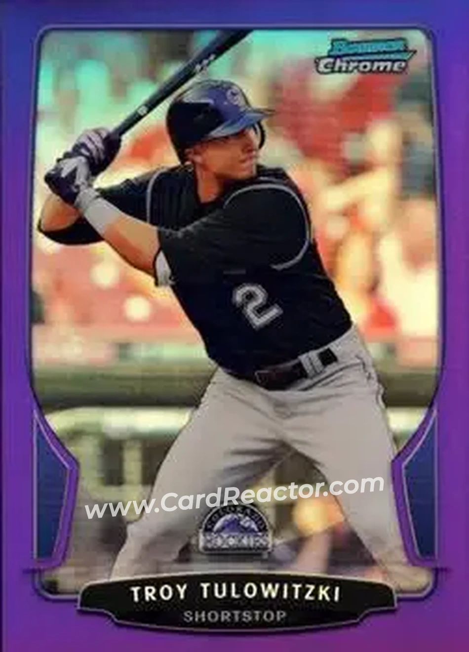 2013 Bowman Chrome - Purple Refractors #36 - Troy Tulowitzki - Colorado Rockies
