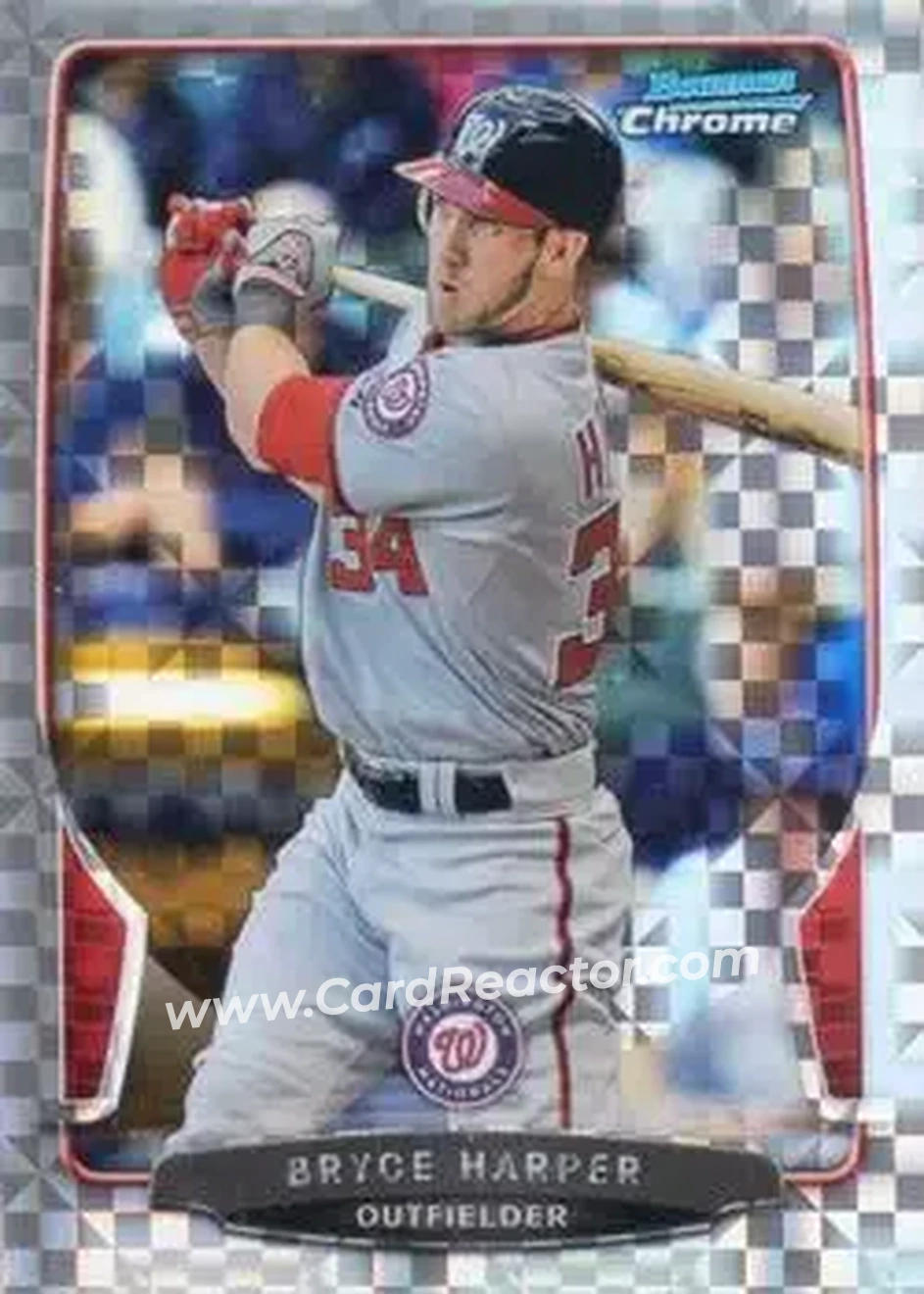2013 Bowman Chrome - X-Fractors #1 - Bryce Harper - Washington Nationals - Front 2013 Bowman Chrome - X-Fractors #1 - Bryce Harper - Washington Nationals - Front