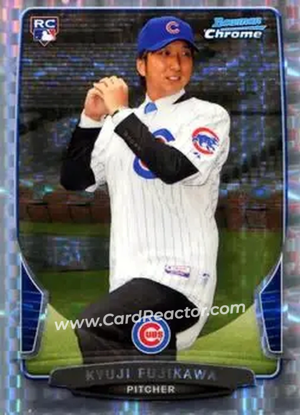 2013 Bowman Chrome - X-Fractors #8 - Kyuji Fujikawa - Chicago Cubs - Front 2013 Bowman Chrome - X-Fractors #8 - Kyuji Fujikawa - Chicago Cubs - Front