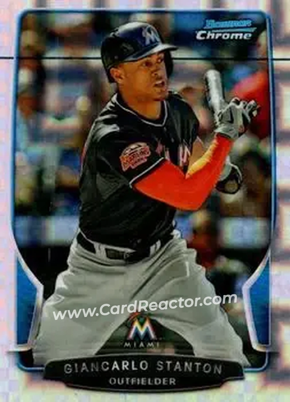 2013 Bowman Chrome - X-Fractors #18 - Giancarlo Stanton - Miami Marlins - Front