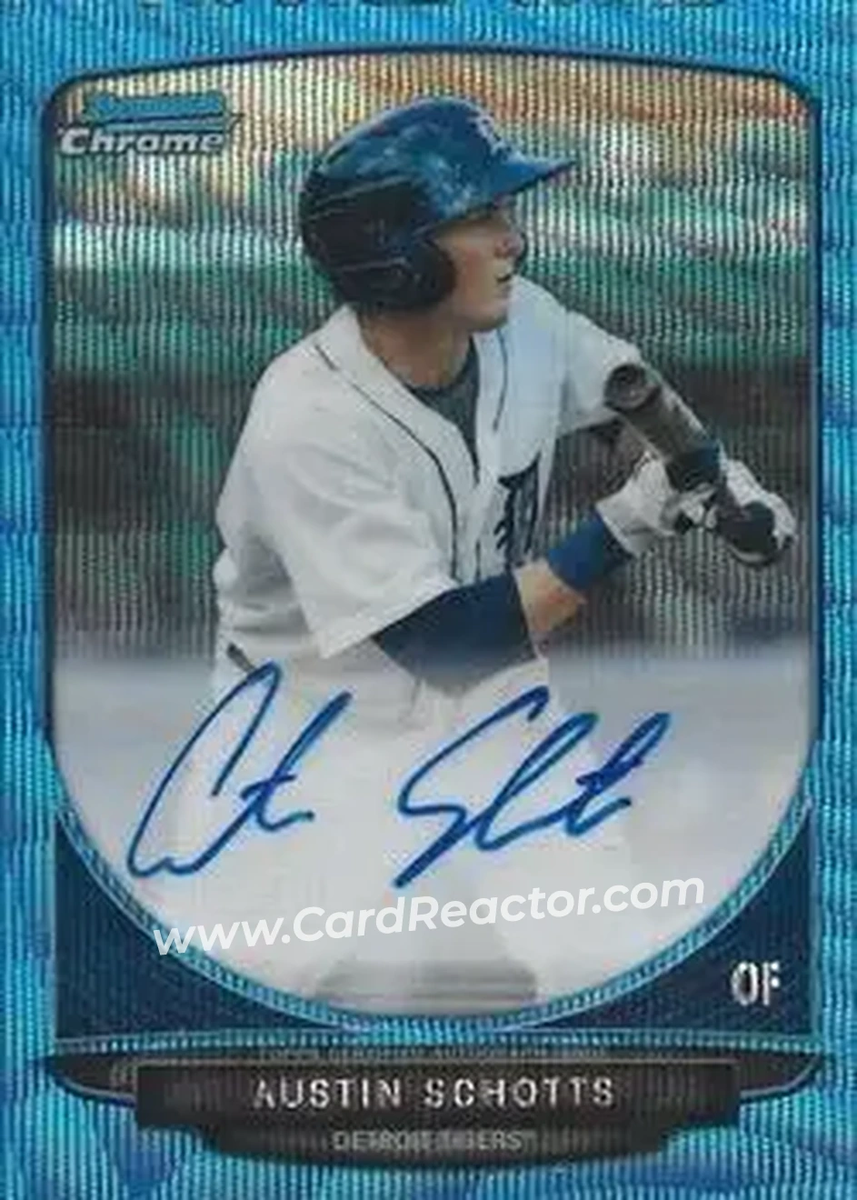 2013 Bowman Chrome - Prospects Autographs Blue Wave Refractors #BCA-AS - Austin Schotts - Detroit Tigers