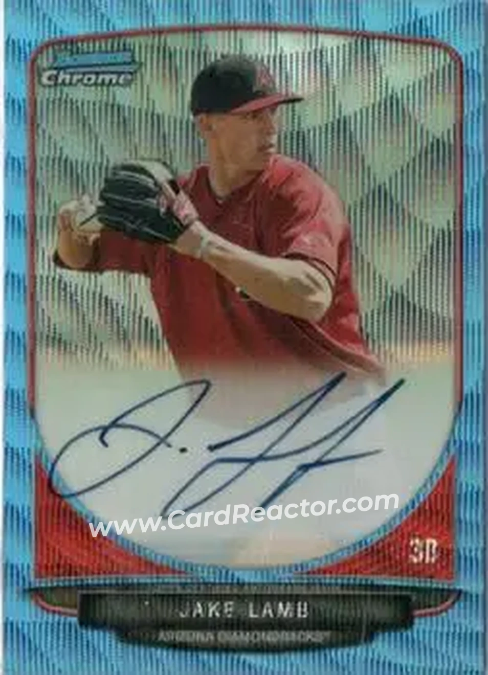 2013 Bowman Chrome - Prospects Autographs Blue Wave Refractors #BCA-JL - Jake Lamb - Arizona Diamondbacks