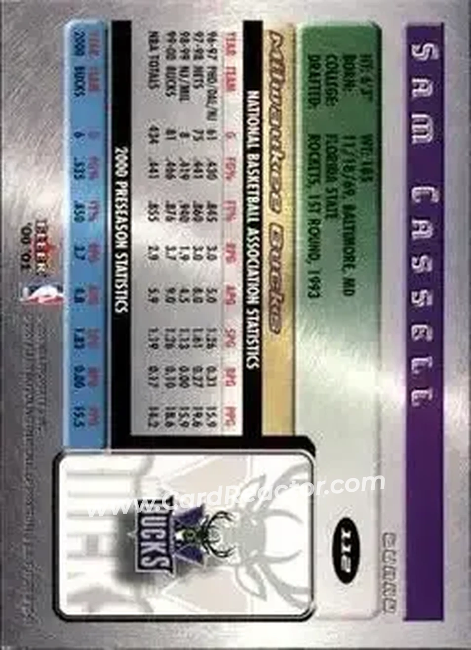 2000-01 Fleer Futures #112 - Sam Cassell - Milwaukee Bucks - Back 2000-01 Fleer Futures #112 - Sam Cassell - Milwaukee Bucks - Back