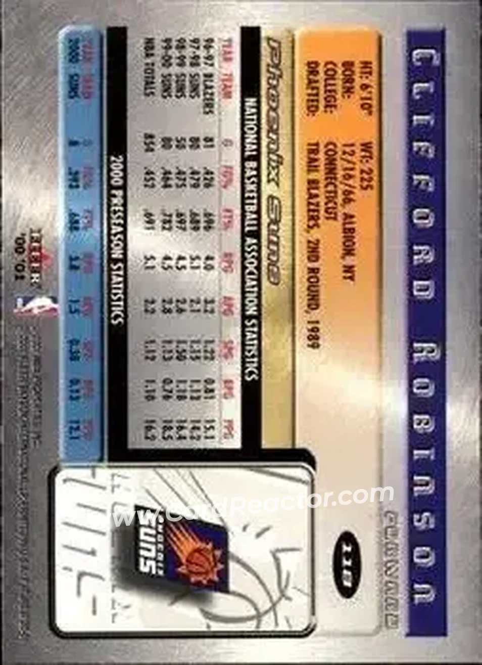 2000-01 Fleer Futures #118 - Clifford Robinson - Phoenix Suns - Back