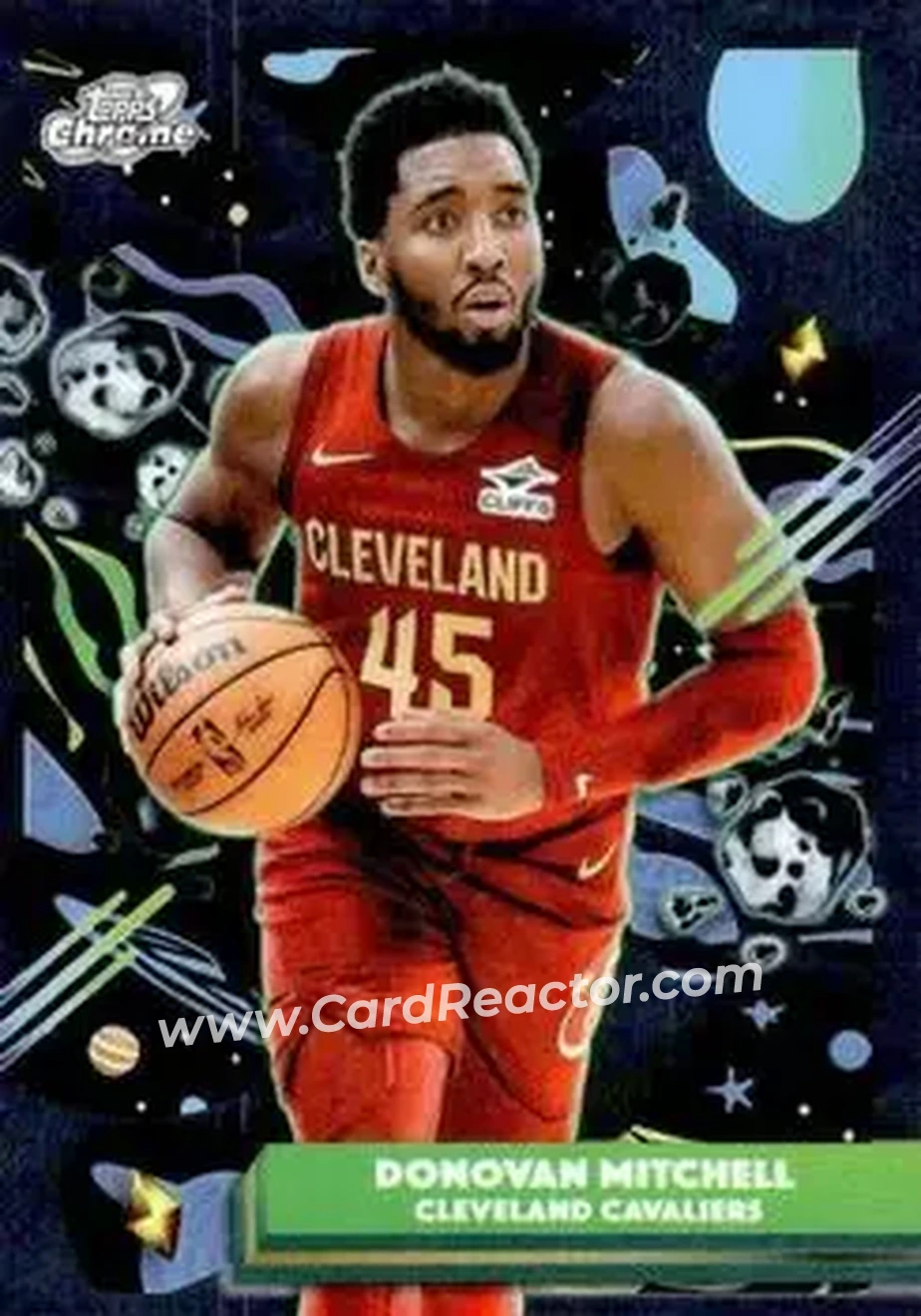2025-26 Topps Chrome Cosmic #102 - Donovan Mitchell - Cleveland Cavaliers - Front 2025-26 Topps Chrome Cosmic #102 - Donovan Mitchell - Cleveland Cavaliers - Front