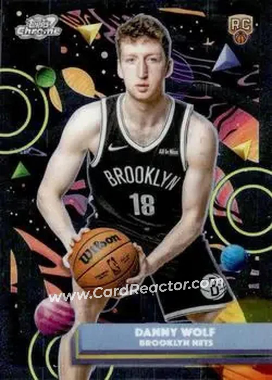 2025-26 Topps Chrome Cosmic #110 - Danny Wolf - Brooklyn Nets - Front 2025-26 Topps Chrome Cosmic #110 - Danny Wolf - Brooklyn Nets - Front
