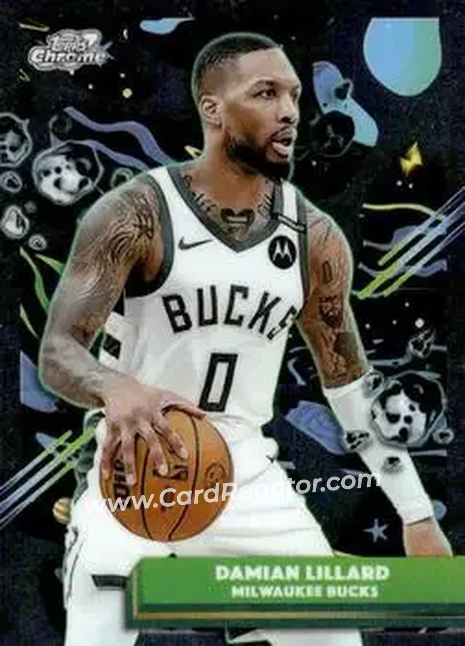 2025-26 Topps Chrome Cosmic #129 - Damian Lillard - Milwaukee Bucks - Front