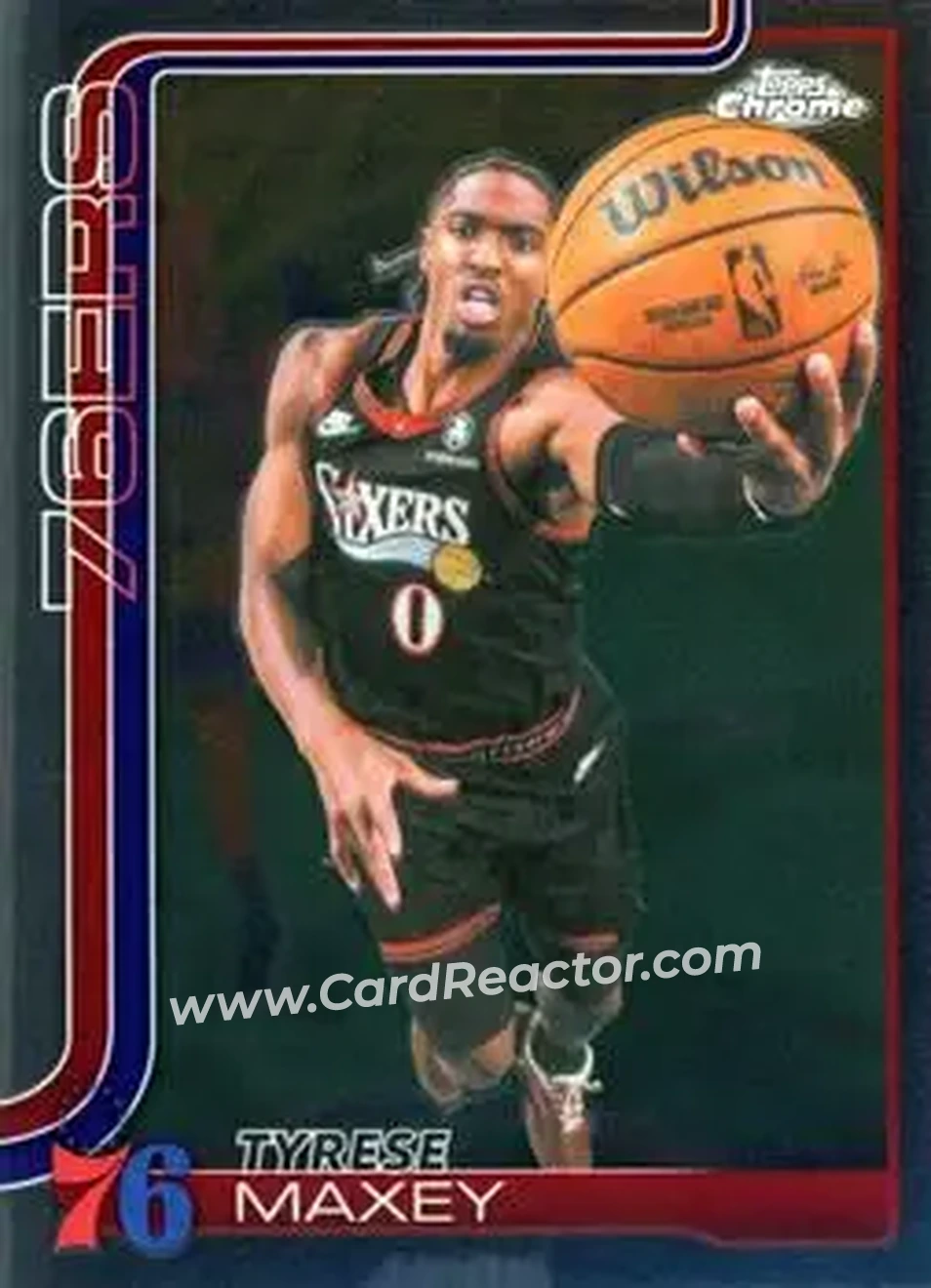 2025-26 Topps Chrome Update #41 - Tyrese Maxey - Philadelphia 76ers - Front 2025-26 Topps Chrome Update #41 - Tyrese Maxey - Philadelphia 76ers - Front