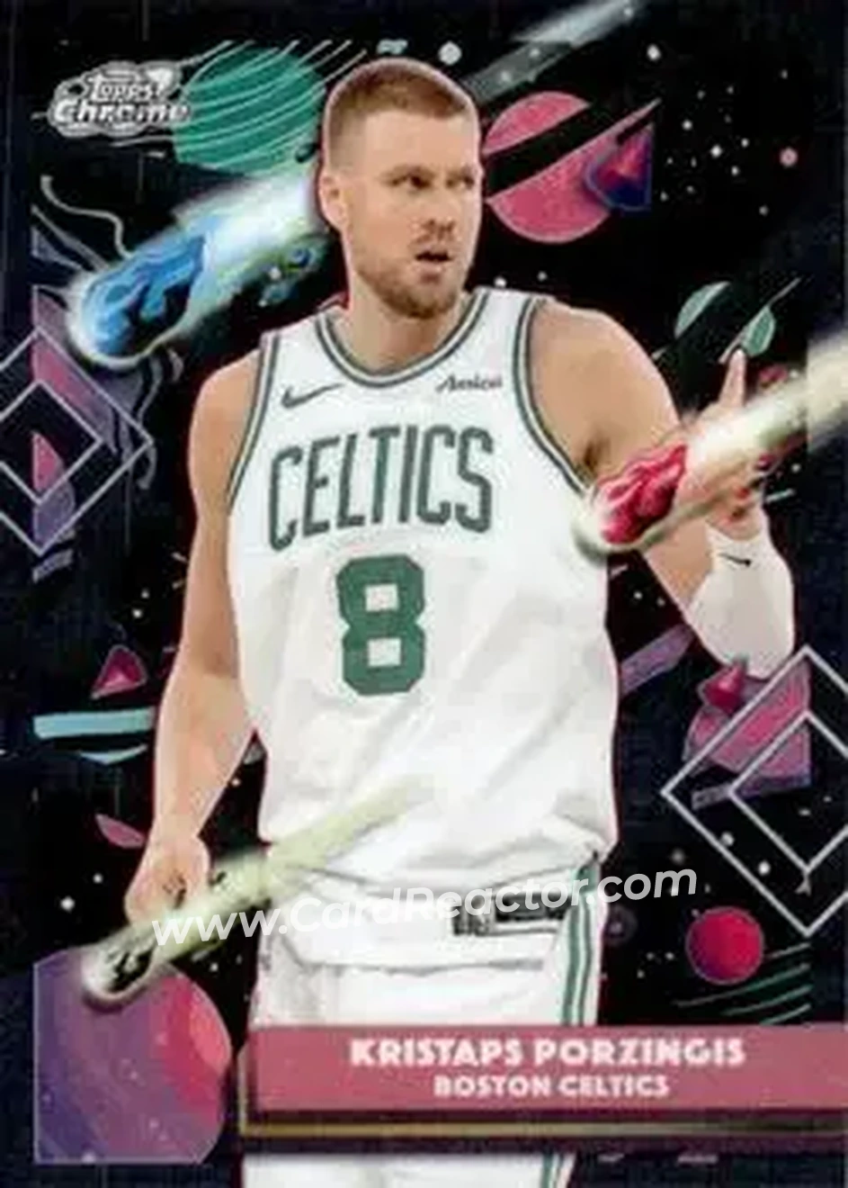 2025-26 Topps Chrome Cosmic #143 - Kristaps Porziņģis - Boston Celtics - Front 2025-26 Topps Chrome Cosmic #143 - Kristaps Porziņģis - Boston Celtics - Front