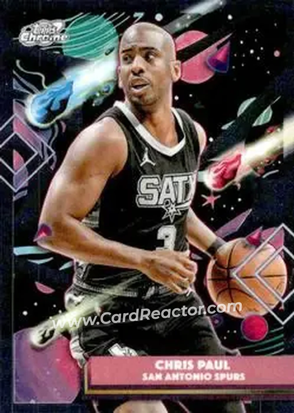 2025-26 Topps Chrome Cosmic #146 - Chris Paul - San Antonio Spurs - Front 2025-26 Topps Chrome Cosmic #146 - Chris Paul - San Antonio Spurs - Front