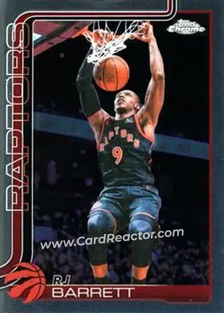 2025-26 Topps Chrome Update #73 - RJ Barrett - Toronto Raptors - Front 2025-26 Topps Chrome Update #73 - RJ Barrett - Toronto Raptors - Front