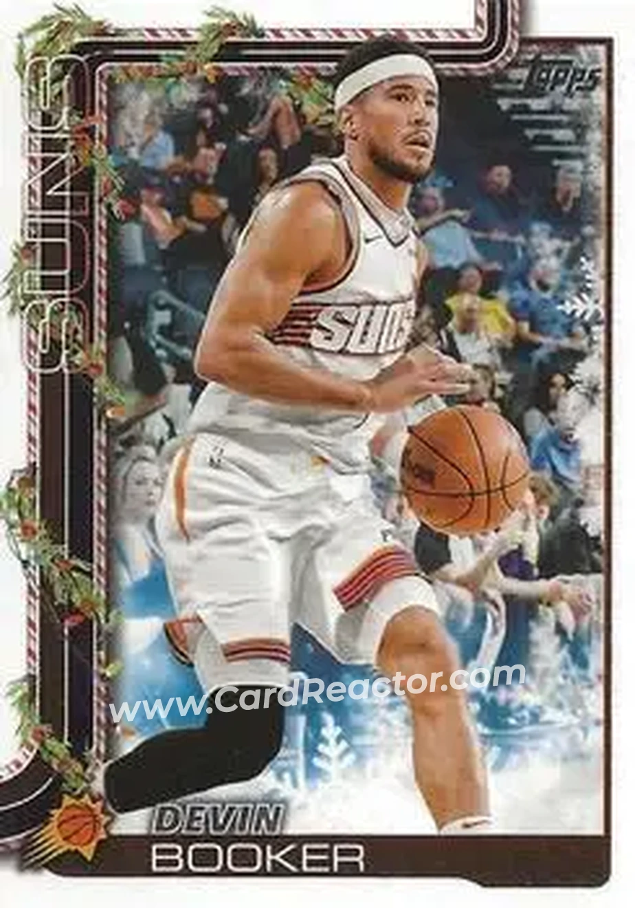 2025-26 Topps Holiday #H124 - Devin Booker - Phoenix Suns - Front 2025-26 Topps Holiday #H124 - Devin Booker - Phoenix Suns - Front