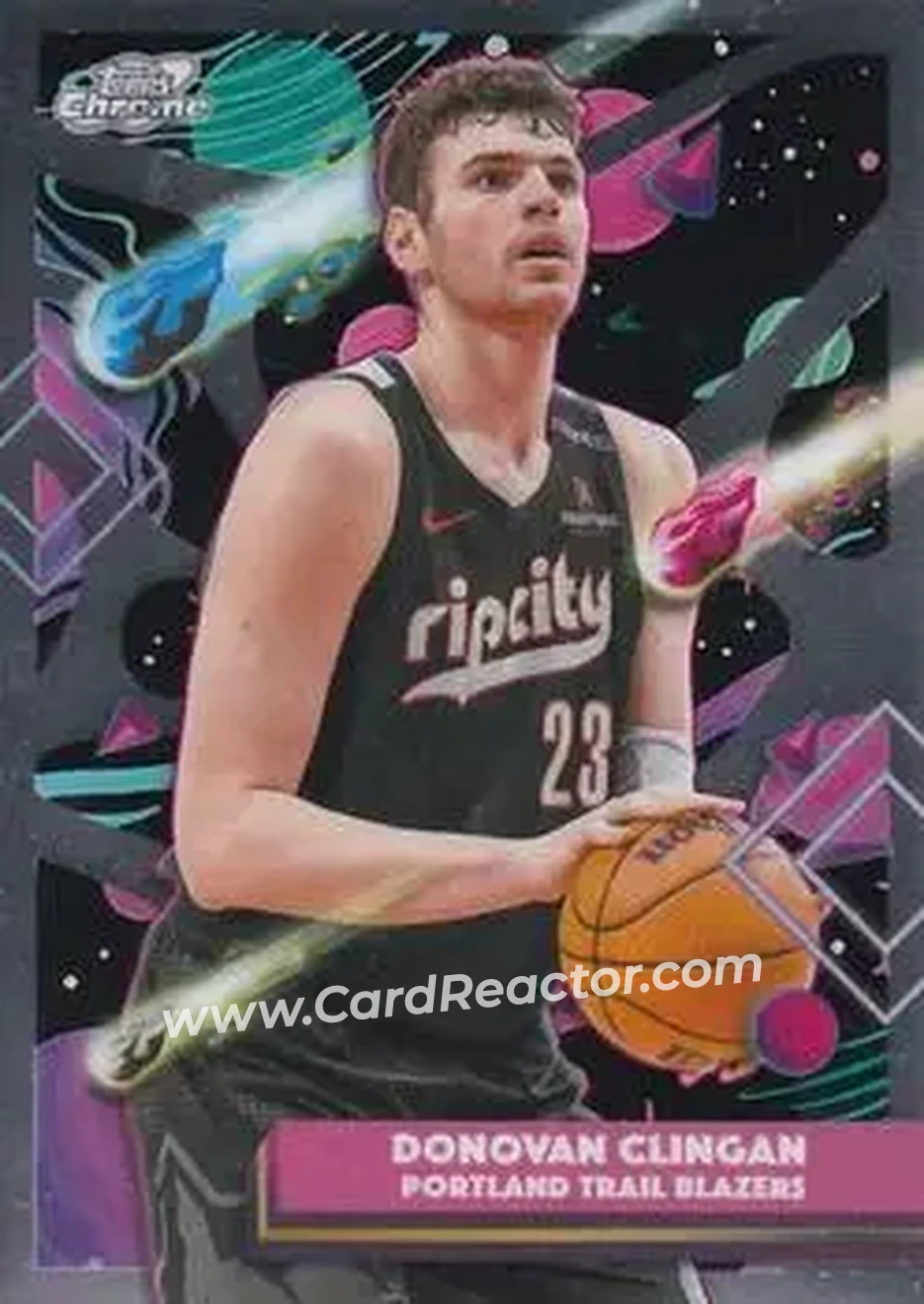 2025-26 Topps Chrome Cosmic #191 - Donovan Clingan - Portland Trail Blazers - Front