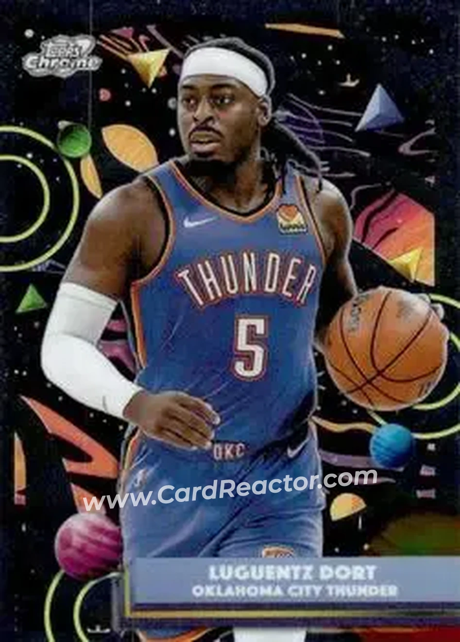 2025-26 Topps Chrome Cosmic #193 - Luguentz Dort - Oklahoma City Thunder - Front 2025-26 Topps Chrome Cosmic #193 - Luguentz Dort - Oklahoma City Thunder - Front