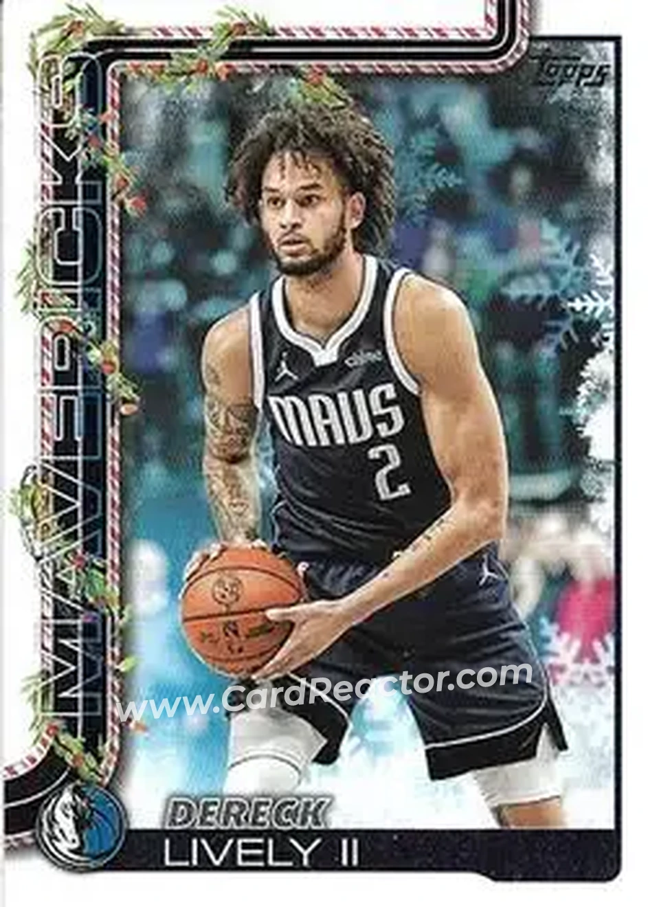 2025-26 Topps Holiday #H139 - Dereck Lively II - Dallas Mavericks - Front 2025-26 Topps Holiday #H139 - Dereck Lively II - Dallas Mavericks - Front