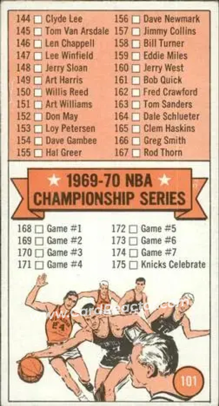 1970-71 Topps #101 - Card #101 - Back 1970-71 Topps #101 - Card #101 - Back
