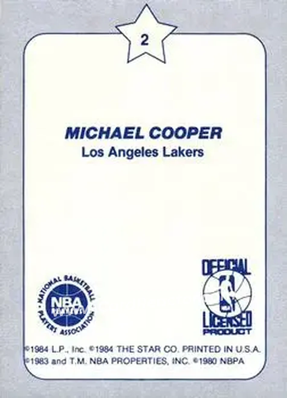 1984 Star Slam Dunk Championship #2 - Michael Cooper - Los Angeles Lakers - Back