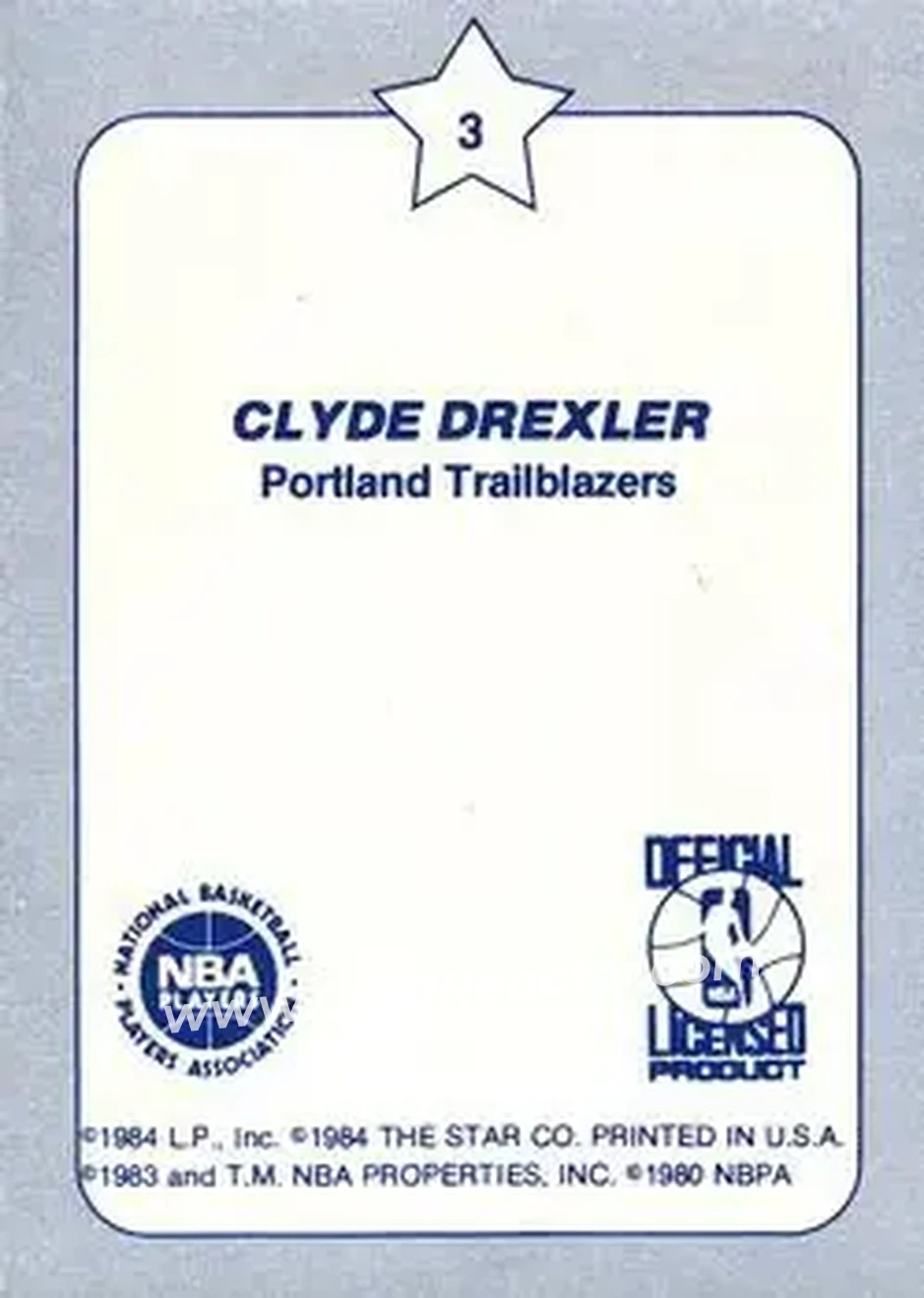 1984 Star Slam Dunk Championship #3 - Clyde Drexler - Portland Trail Blazers - Back 1984 Star Slam Dunk Championship #3 - Clyde Drexler - Portland Trail Blazers - Back