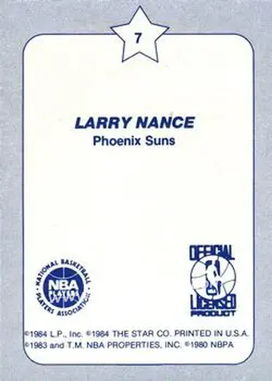 1984 Star Slam Dunk Championship #7 - Larry Nance - Phoenix Suns - Back