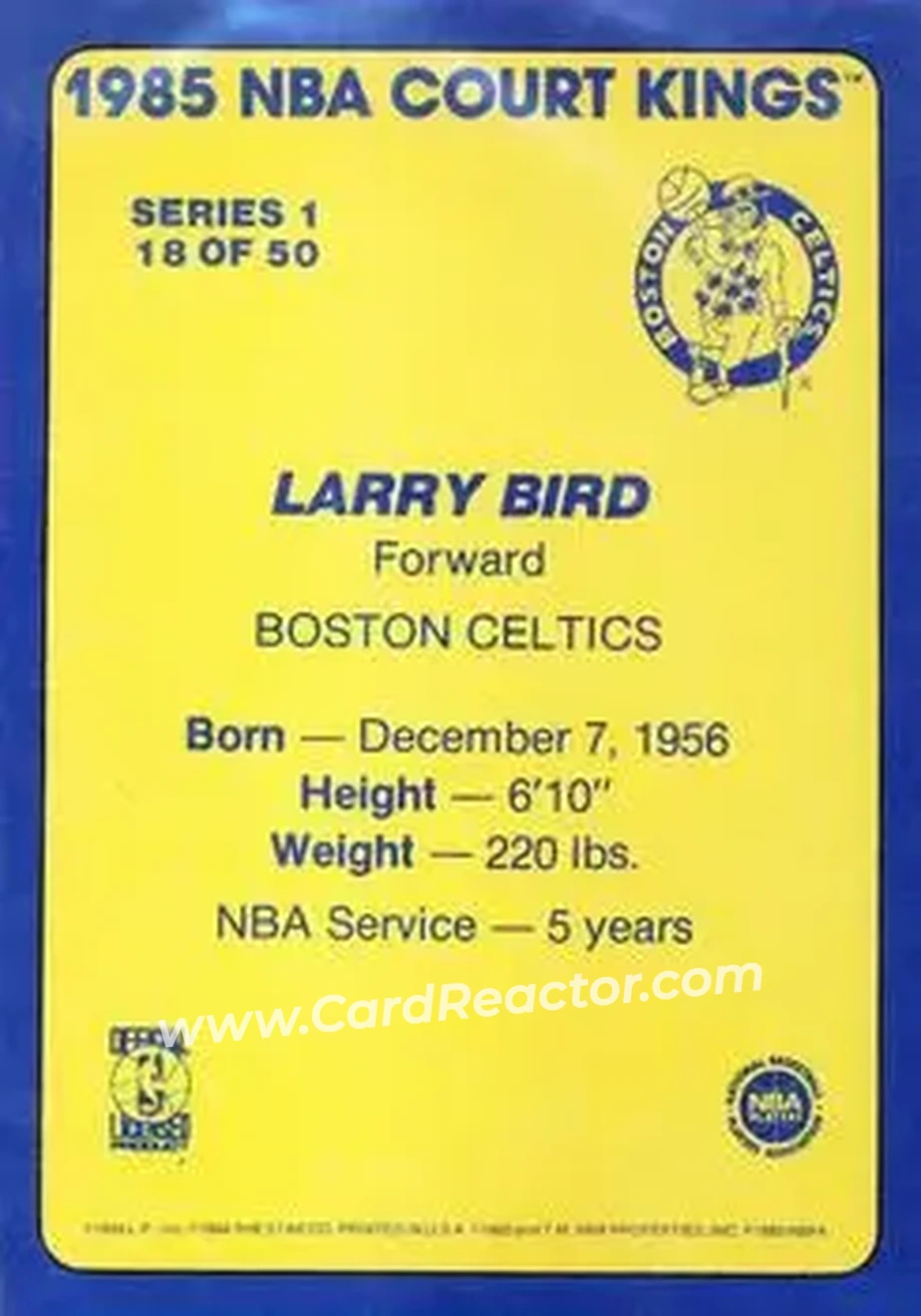 1984-85 Star Court Kings #18 - Larry Bird - Boston Celtics - Back 1984-85 Star Court Kings #18 - Larry Bird - Boston Celtics - Back