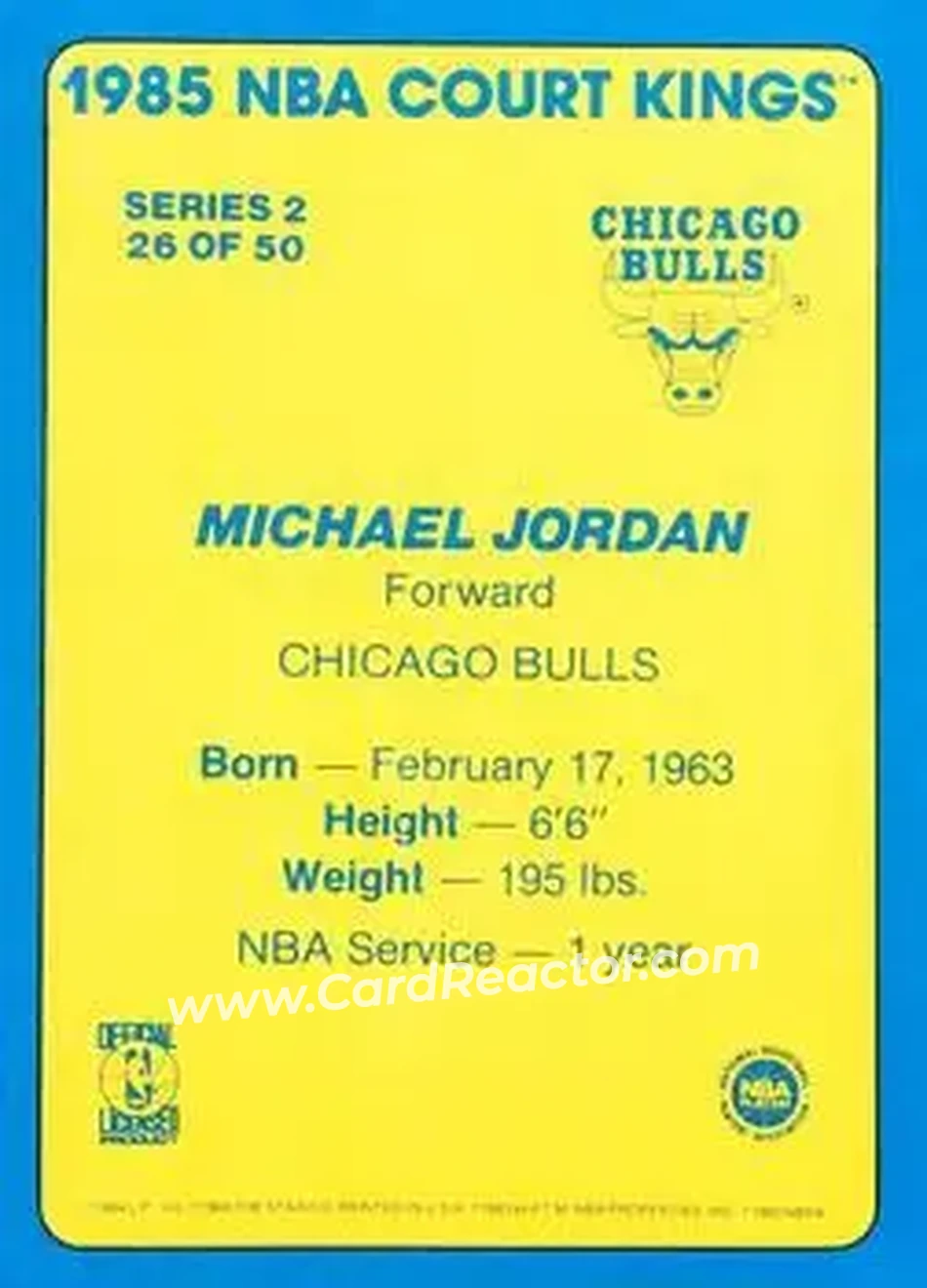 1984-85 Star Court Kings #26 - Michael Jordan - Chicago Bulls - Back 1984-85 Star Court Kings #26 - Michael Jordan - Chicago Bulls - Back
