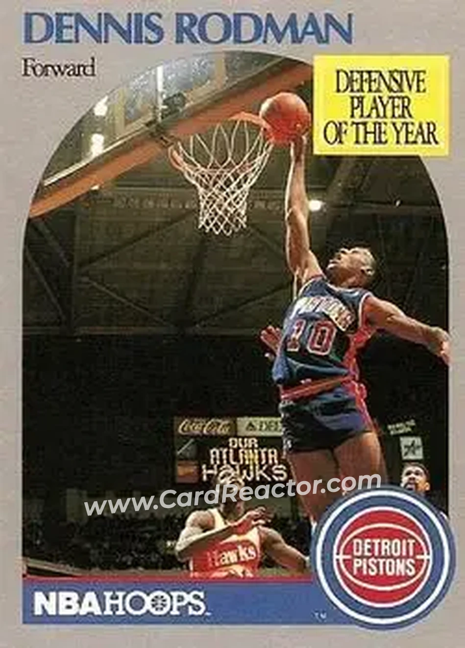 1990-91 Hoops #109 - Dennis Rodman - Detroit Pistons - Front