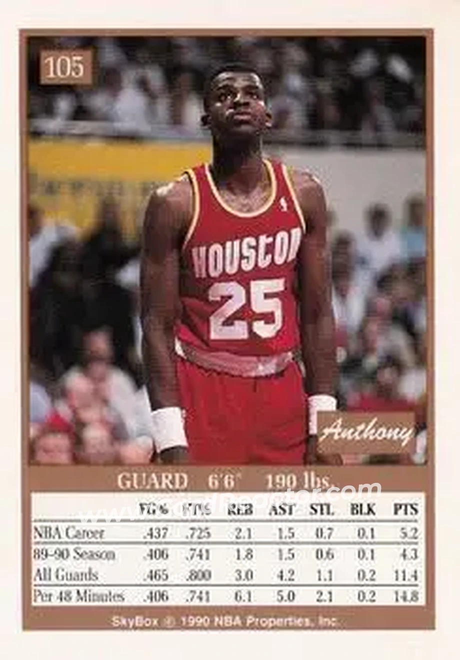 1990-91 SkyBox #105 - Anthony Bowie - Houston Rockets - Back 1990-91 SkyBox #105 - Anthony Bowie - Houston Rockets - Back