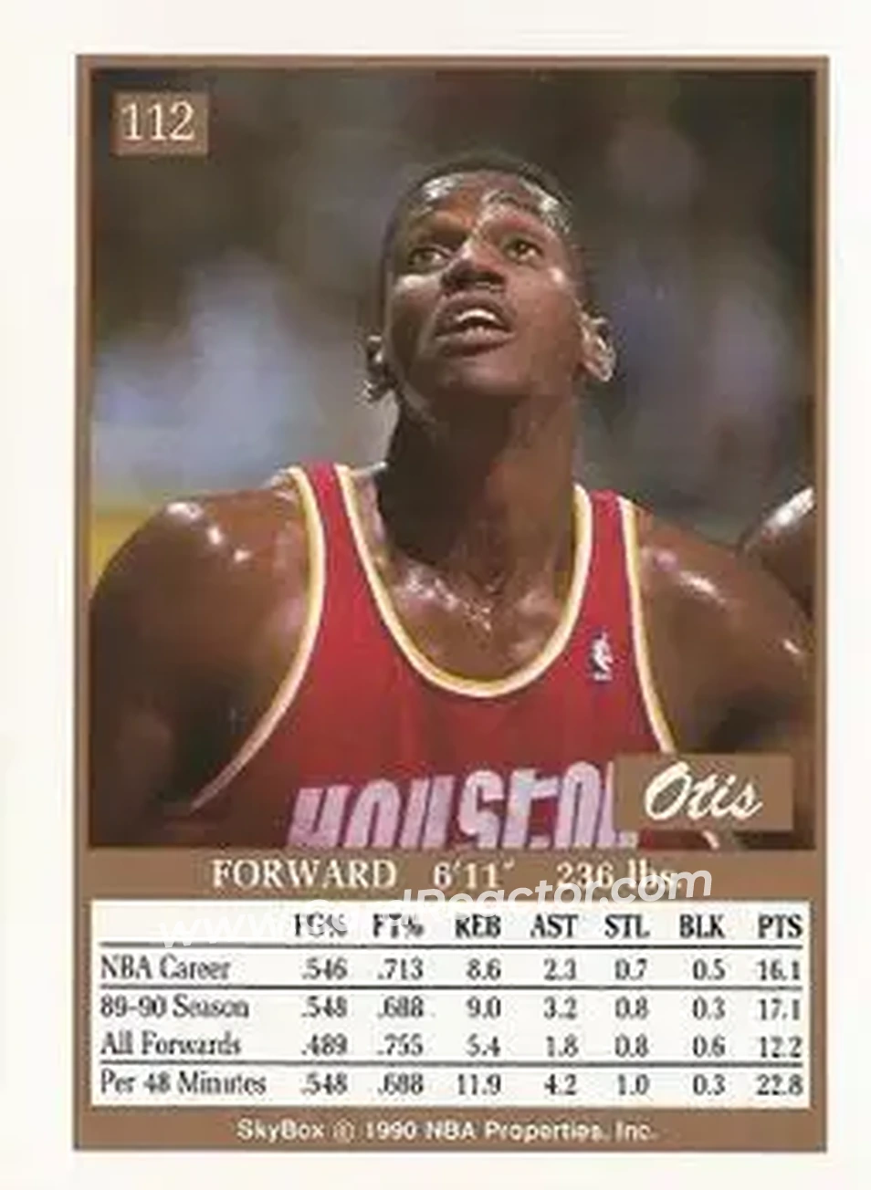 1990-91 SkyBox #112 - Otis Thorpe - Houston Rockets - Back 1990-91 SkyBox #112 - Otis Thorpe - Houston Rockets - Back