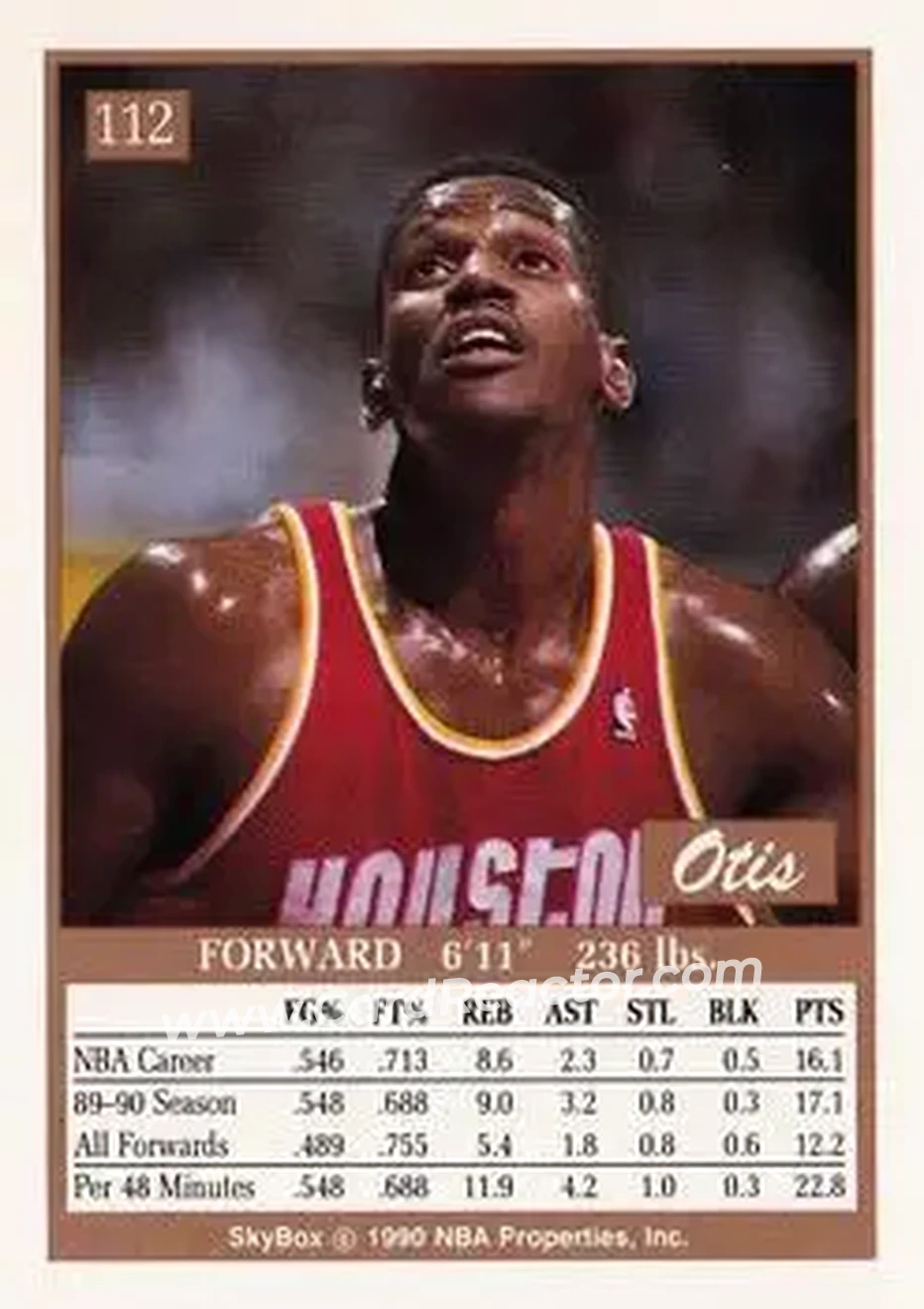 1990-91 SkyBox #112 - Otis Thorpe - Houston Rockets - Back