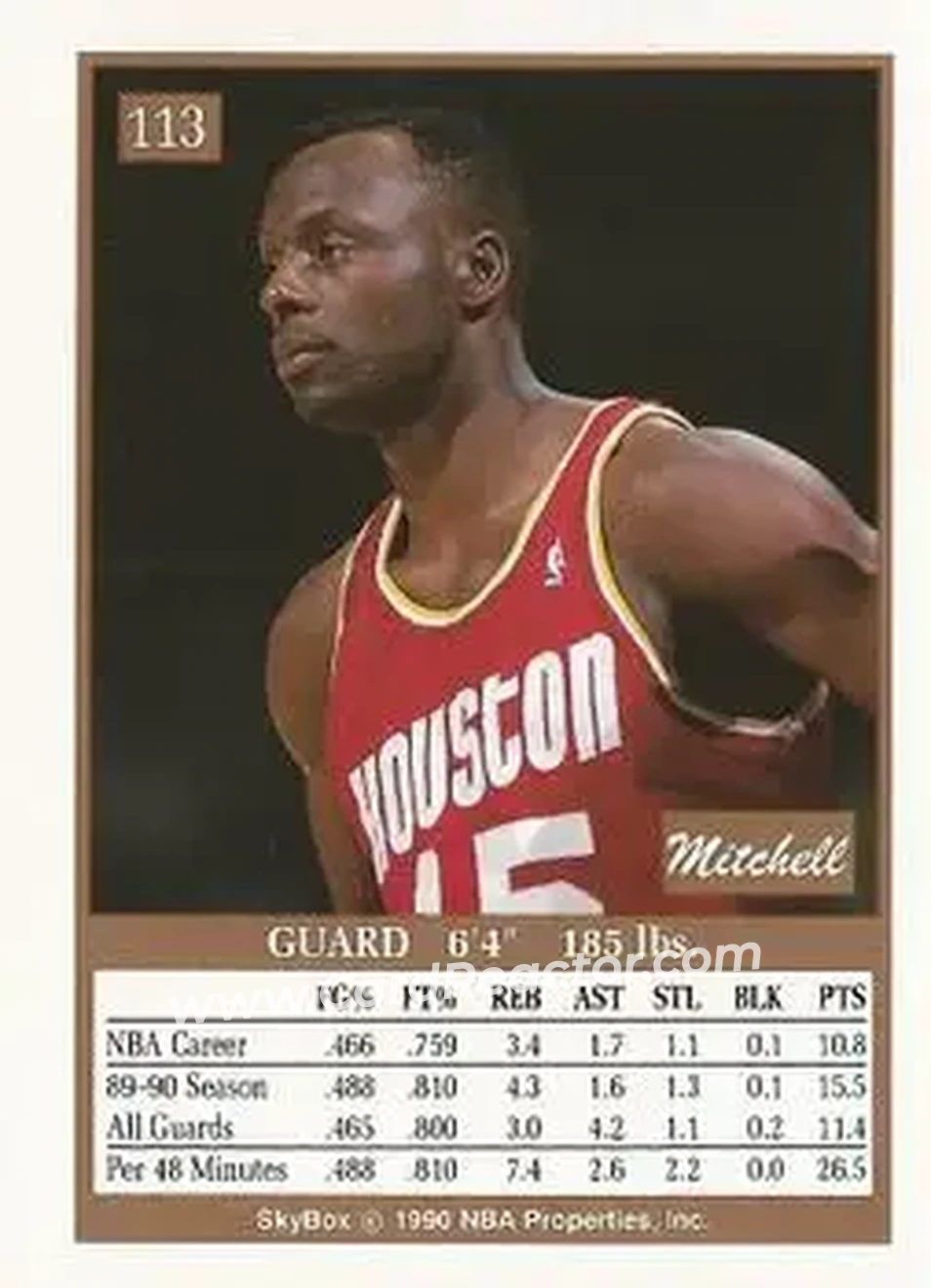 1990-91 SkyBox #113 - Mitchell Wiggins - Houston Rockets - Back 1990-91 SkyBox #113 - Mitchell Wiggins - Houston Rockets - Back