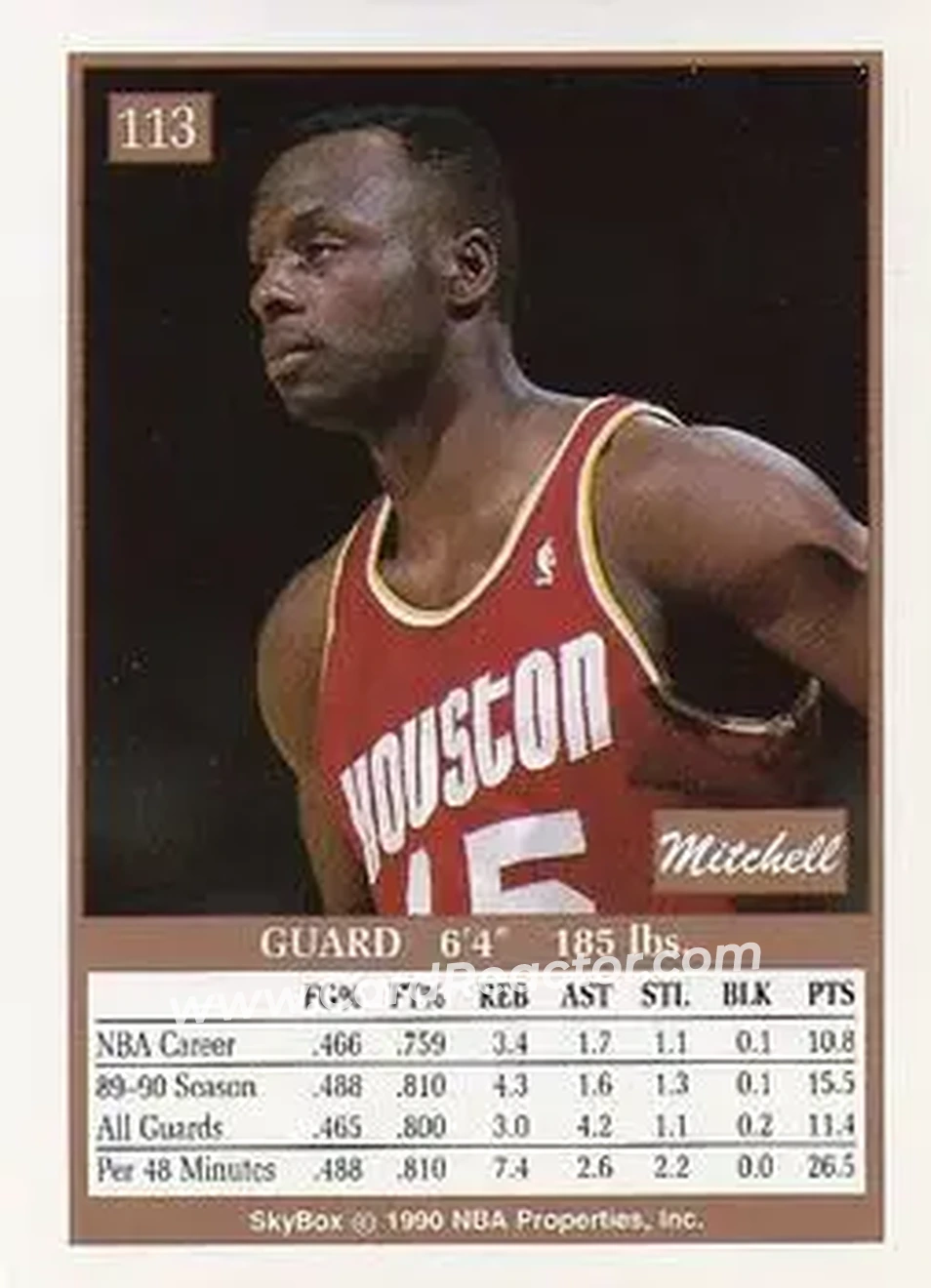 1990-91 SkyBox #113 - Mitchell Wiggins - Houston Rockets - Back 1990-91 SkyBox #113 - Mitchell Wiggins - Houston Rockets - Back