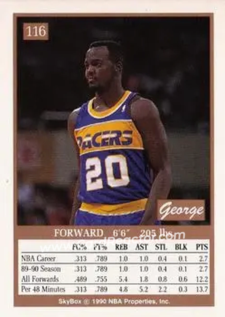 1990-91 SkyBox #116 - George McCloud - Indiana Pacers - Back 1990-91 SkyBox #116 - George McCloud - Indiana Pacers - Back