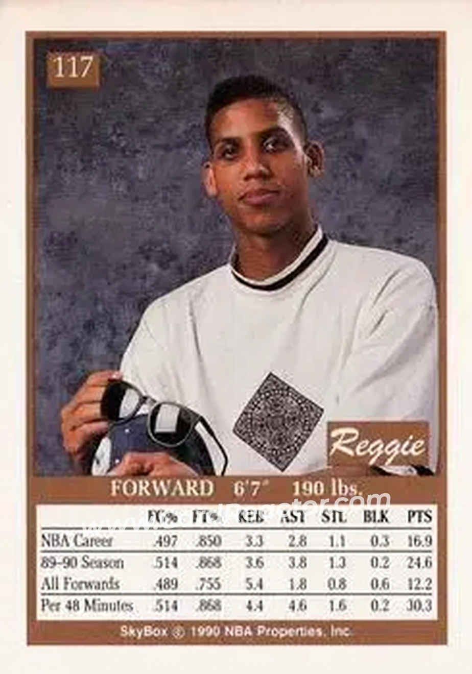1990-91 SkyBox #117 - Reggie Miller - Indiana Pacers - Back