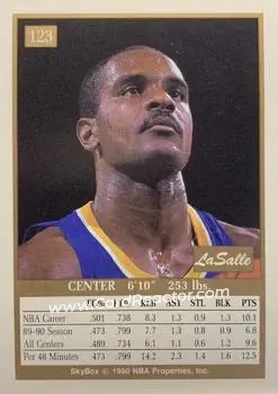 1990-91 SkyBox #123 - LaSalle Thompson - Indiana Pacers - Back
