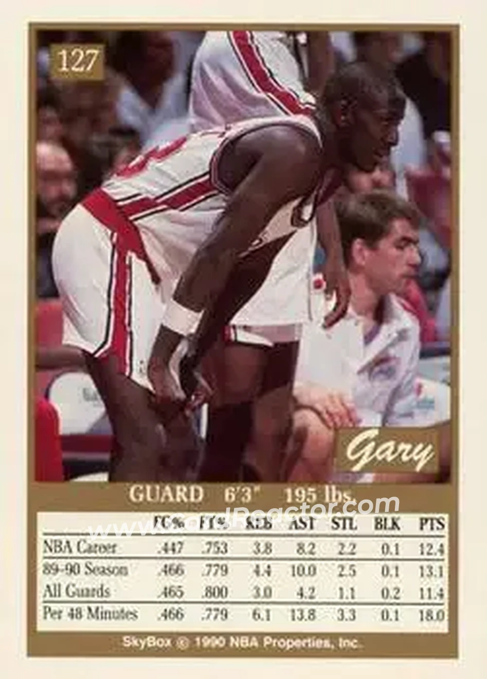 1990-91 SkyBox #127 - Gary Grant - Los Angeles Clippers - Back